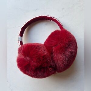 NWT Anthropologie Violet & Brooks Embroidered Faux Fur Earmuffs Red